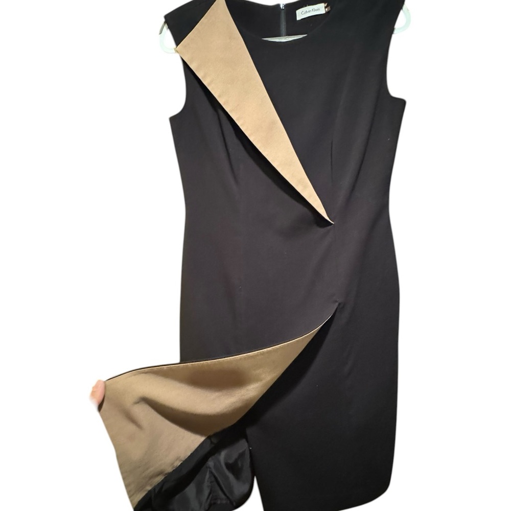 Calvin Klein Black Midi Dress with Beige Accent - Picture 4 of 9